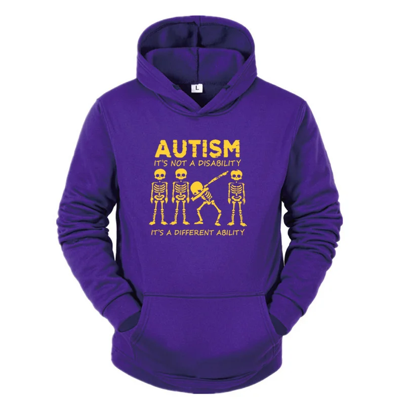 Men\'s Skeleton Hoodies Sweatshirts Streetwear Autism It\'s Not a Disability It\'s a Different Ability Fashion New Arrival 2024