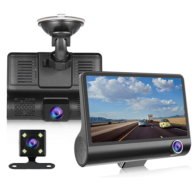 Car DVR 3 Cameras Lens 4.0 Inch Dash Camera Recorder Dual Lens With Rearview Camera Video Recorder Auto DVR Dash Camera