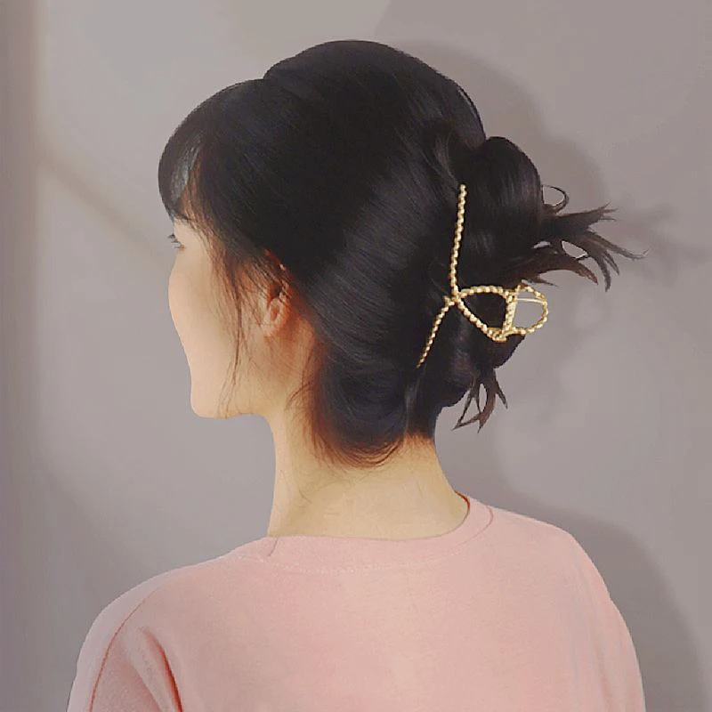 Paket Tunggal Dilapisi Klip Rambut Logam Pegangan Rambut Multiwarna Geometris Ekor Kuda Aksesoris Rambut