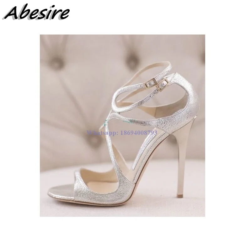 

Abesire New Women's Sandals Buckle Strap Solid Peep Toe Thin High Heels Summer Shoes For Women Fashion Stilettos zapatos mujer