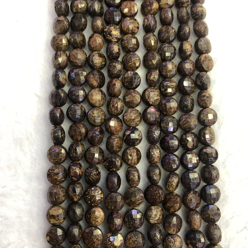 

Wholesale 2strings Natural Bronzite Stone Beads Faceted 3x6mm Bean Coin Beads For jewelry DIY 15.5"/string