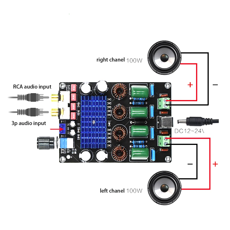 KYYSLB DC12-24V High Power 100W*2 XH-M590 Digital Power Amplifier Board TPA3116D2 Home Audio Amplifier Board Stereo