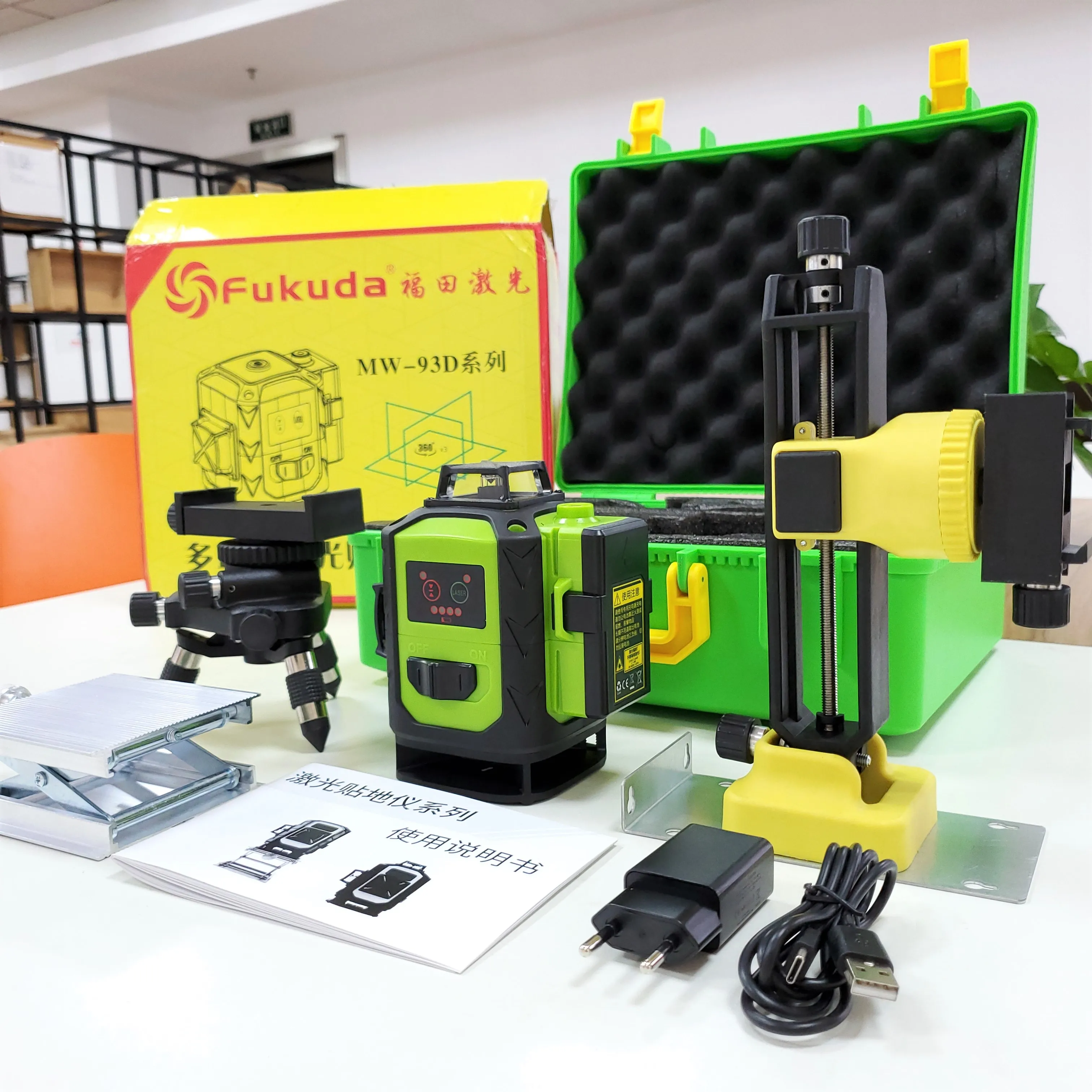 Fukuda 16 Linha 4d Feixe Verde 360 Vertical Horizontal Auto-nivelamento Cruz para o Nível de Laser de Controle Remoto ao ar Livre