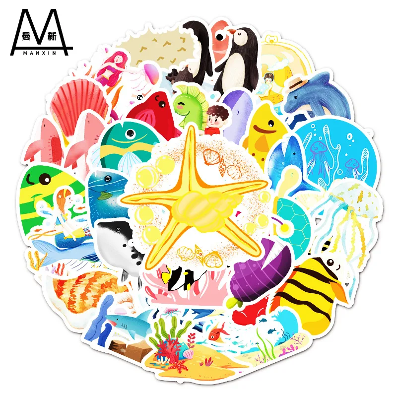 3 Sets = 150PCS Marine Life Series Stickers Water Cup Laptop Scooter Refrigerator Stickers