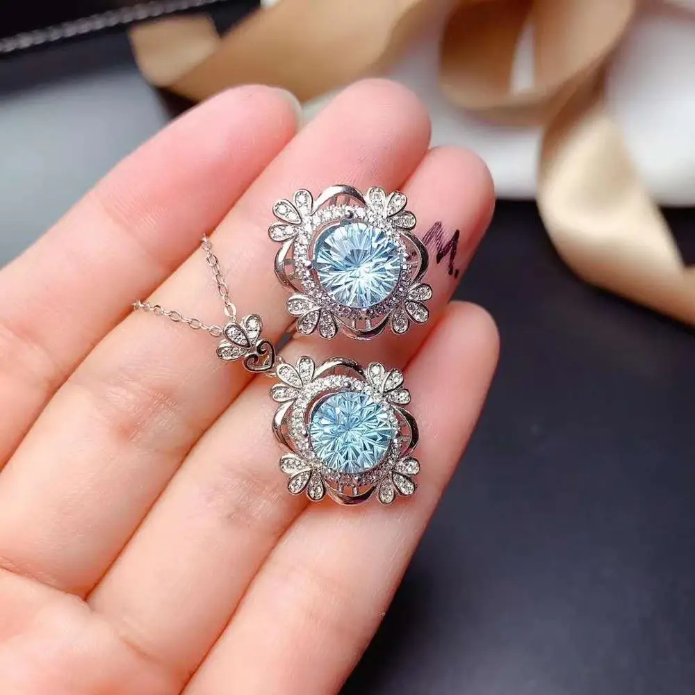 

Real Natural Topaz jewelry set Natural Real Topaz 925 sterling silver 1pc pendant,1pc ring
