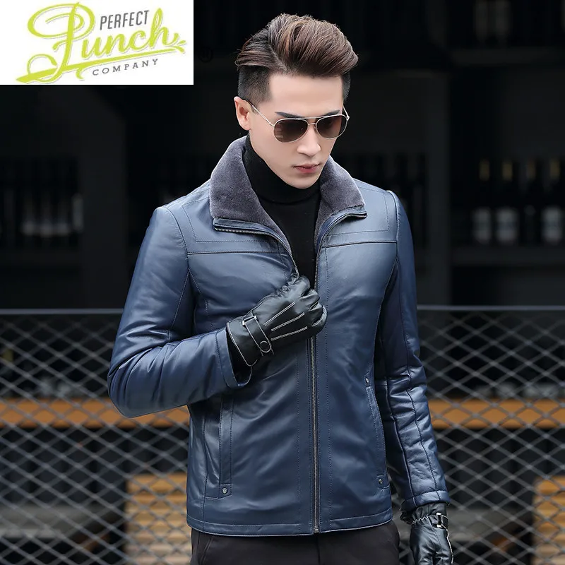 

Warm Winter Real Leather Jacket Men Real Fur Casual Sheepskin Wool Leather Coat Jaqueta De Couro AD-PM80702 YY318