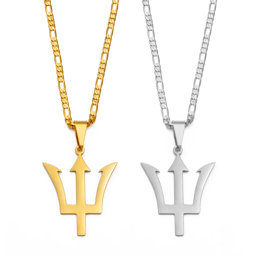 Anniyo Flag Symbol of Barbados Pendant Necklaces for Men Women Barbados Island Jewelry @259821