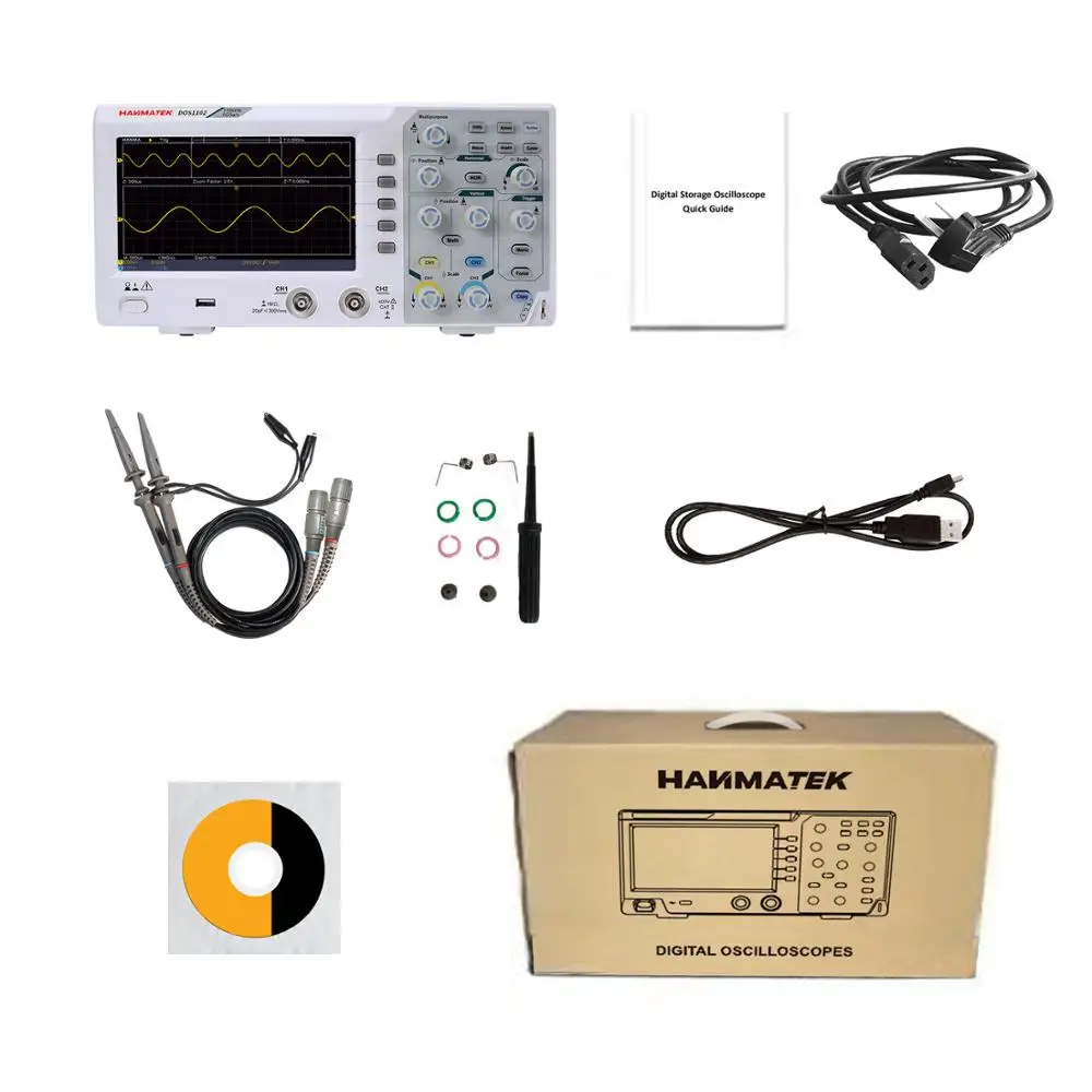 DOS1102 Best Digital Oscilloscope 100mhz 2chanel oscillograph 1gsa/s 7\'\' Tft Lcd Better Than Ads1102cal+ Osciloscope Kit