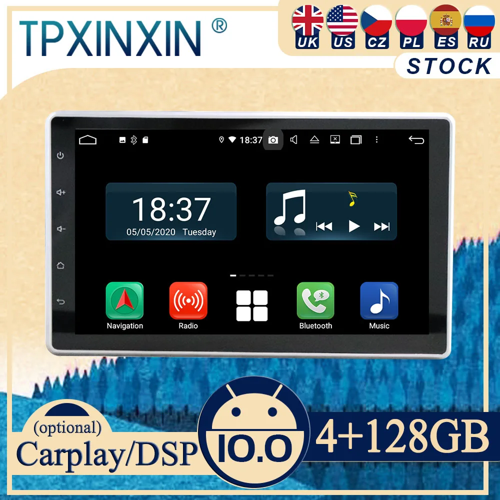 

PX6 For 1 DIN Universal 10.1 Inch Android 10 Carplay Radio Player Car GPS Navigation Head Unit Car Stereo WIFI DSP BT