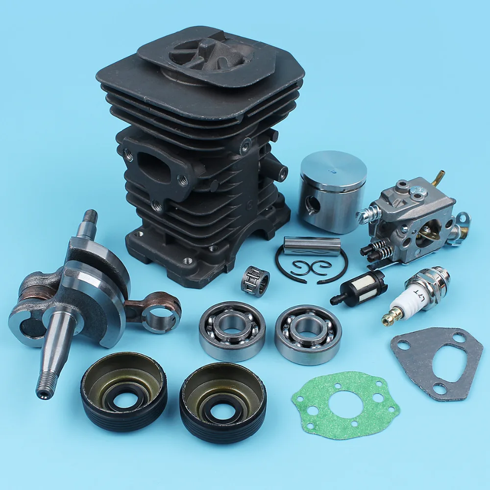 Imagem -03 - Cilindro Pistão Virabrequim Carburador para Husqvarna 136 137 141 142 Motosserra Rolamento Selos de Óleo Filtro Gaxeta Nikasil Chapeado 38 mm