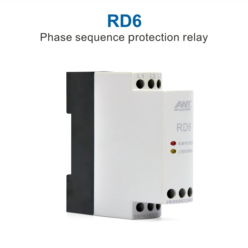 RD6 LED 상태 표시 커버 전압 200-500V AC 3 3 상 시퀀스 고장 보호 제어 릴레이
