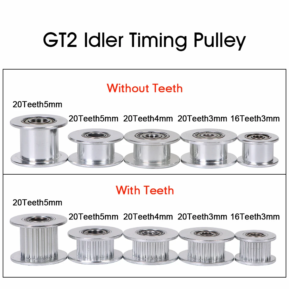 

10pcs GT2 Idler Timing Pulley 16/20 Tooth Wheel Bore 3/5mm Aluminium Gear Teeth Width 6/10mm 3D Printers Parts For Pulley Part