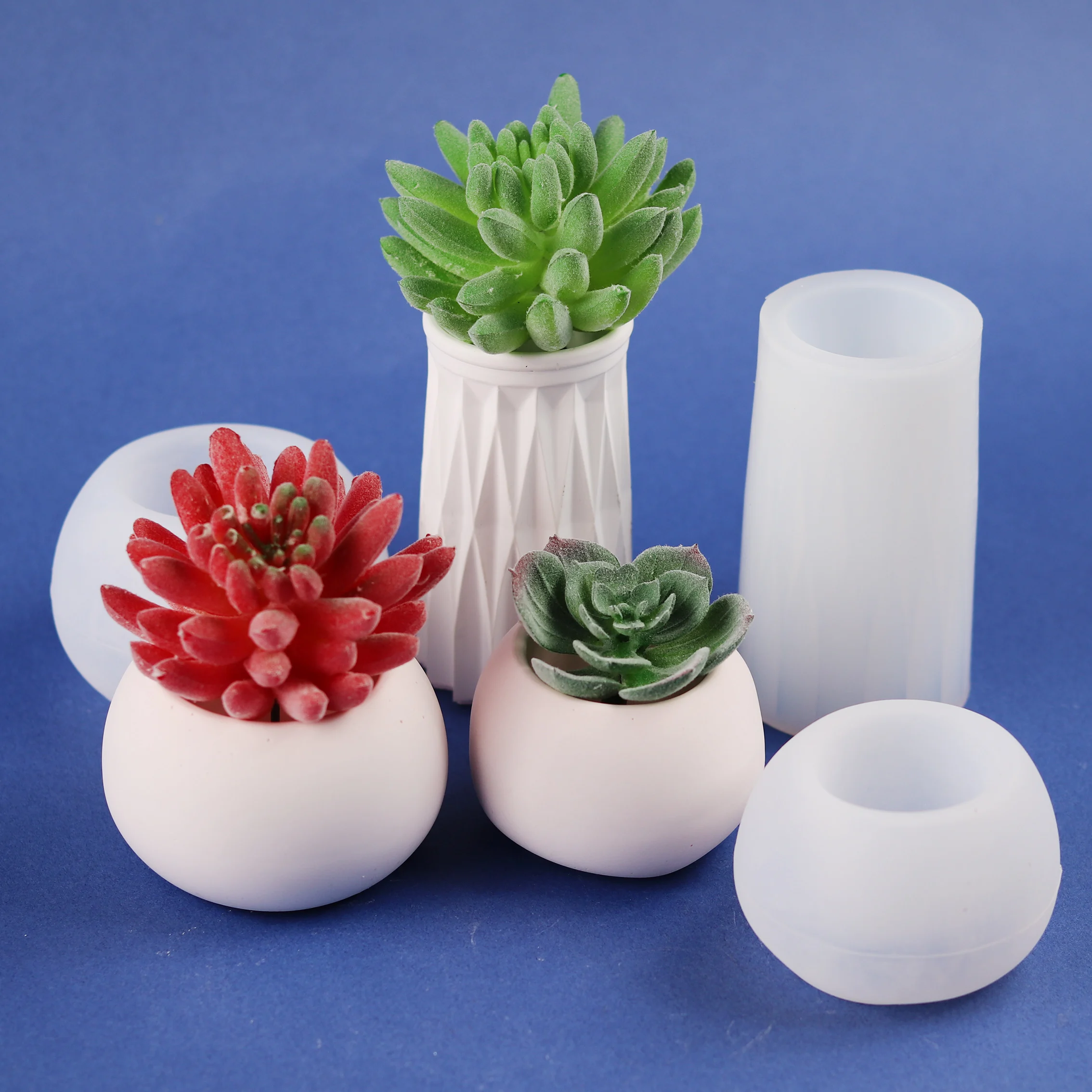 Large Flower Pot Silicone Mold For DIY Hexagonal Concrete Potted Series Mirror Crystal Epoxy Clay Mold Home Decoration For Resin