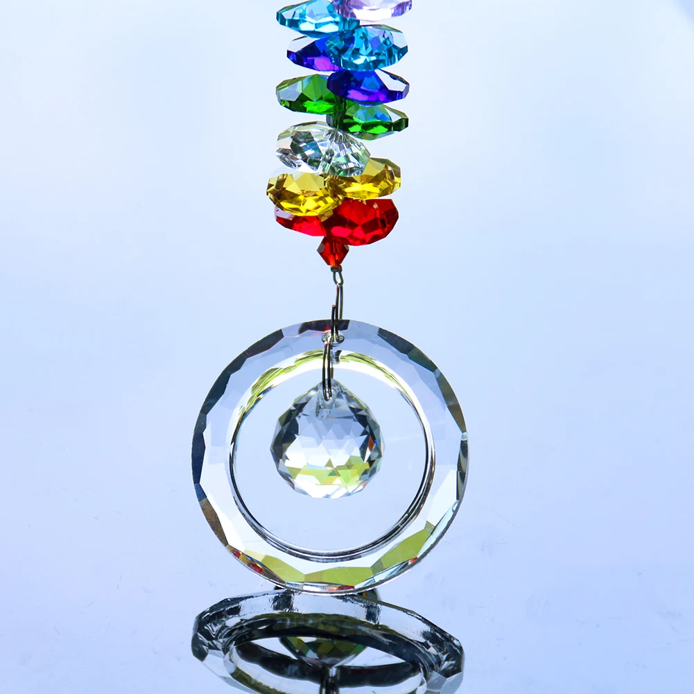 Prisma de cristal de Chakra, cuentas de bolas de guirnalda de cristales de arcoíris DIY, piezas de candelabro, colgantes, decoración de jardín y boda