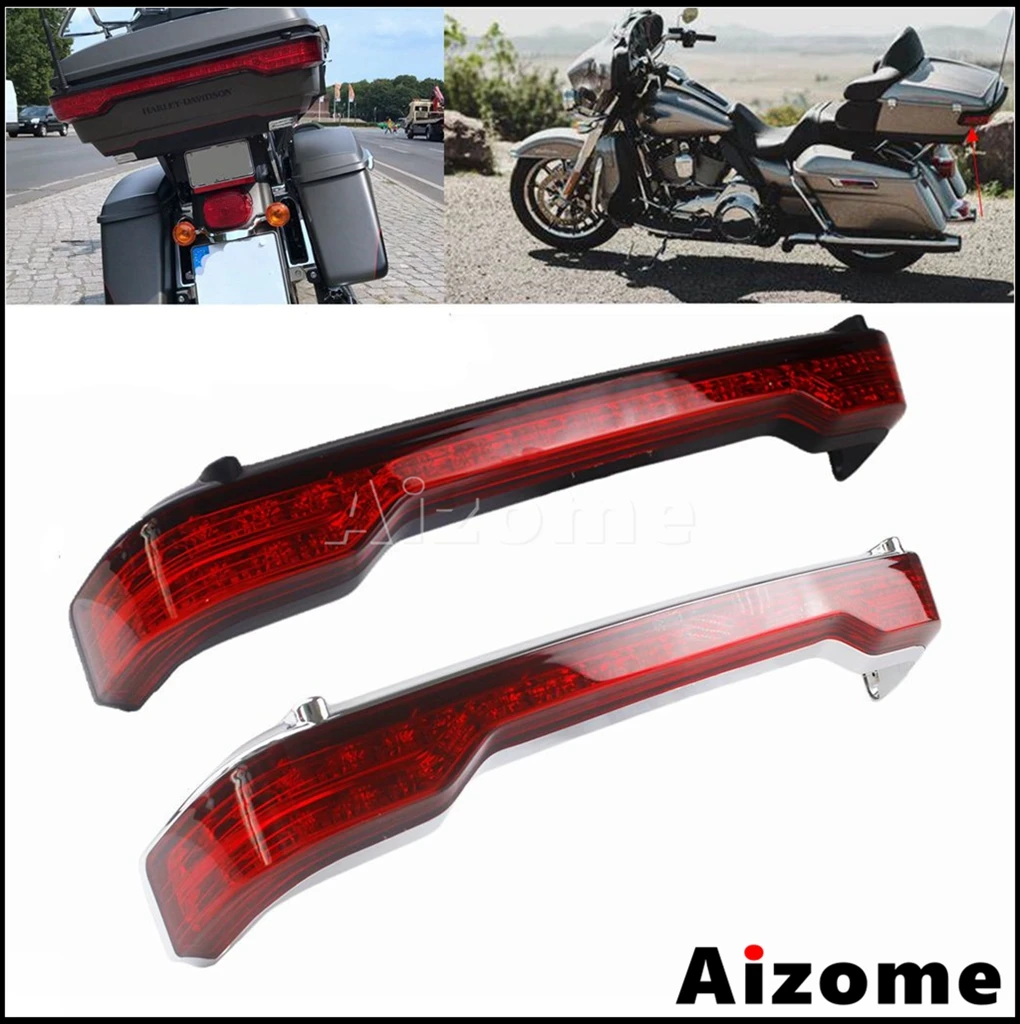 Motorcycle Tour Pack LED Tail Light Brake Lamp Turn Signal For Harley Touring FLHTCU FLHTK FLTRU Red Tour Pack Rear Lights 14-18