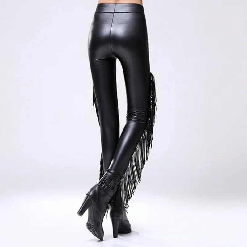 90s aesthetic Gothic Leggins Sexy Legging Gothique Punk Rock Tassel Fringe Steampunk Ladies Warm Leggings Velvet Leggings indie