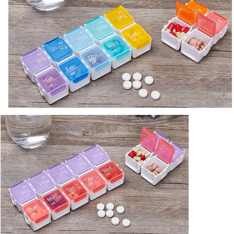 7 Day Pill Box Case Portable Medicine Organizer Pill Storage Box Contain Weekly Pillbox Tablet Pill Dispenser Organizer Case