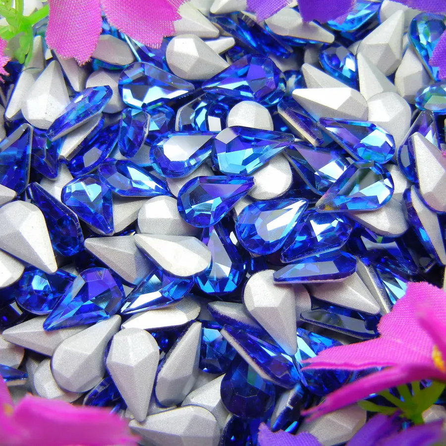 Glaskristall 3*6mm 6*10mm 8*13mm Schöne Farben Wassertropfen Tränenform Klebe-Rhinestone-Perlen Nailart DIY Dekoration – Detail 12
