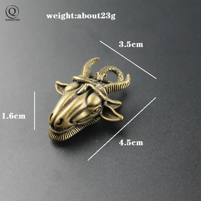 Vintage Copper Sheep Goat Head Sign Pickup Truck Keychain Fashion Men Women Purse Bag Car Pendant Key Chain Ring Holder Jewelry