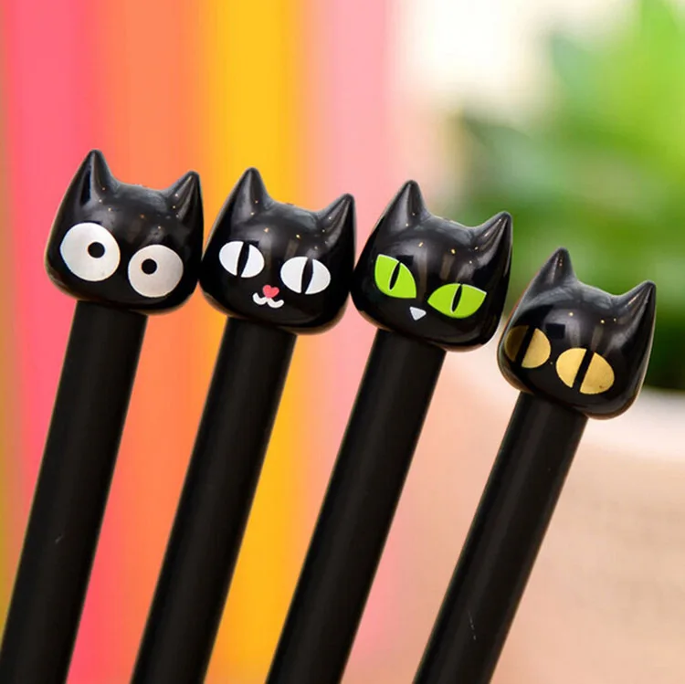 Carino piccolo gatto nero penna Gel creativo cartone animato primario gatto nero penna cancelleria materiale scolastico Kawaii