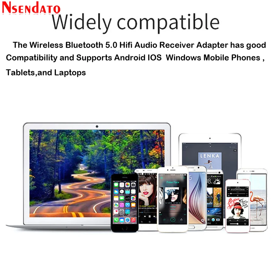 Adaptador de hifi 5.0 sem fio, receptor de áudio com toslink, antena analógica para android, ios, windows, amplificador, subwoofer