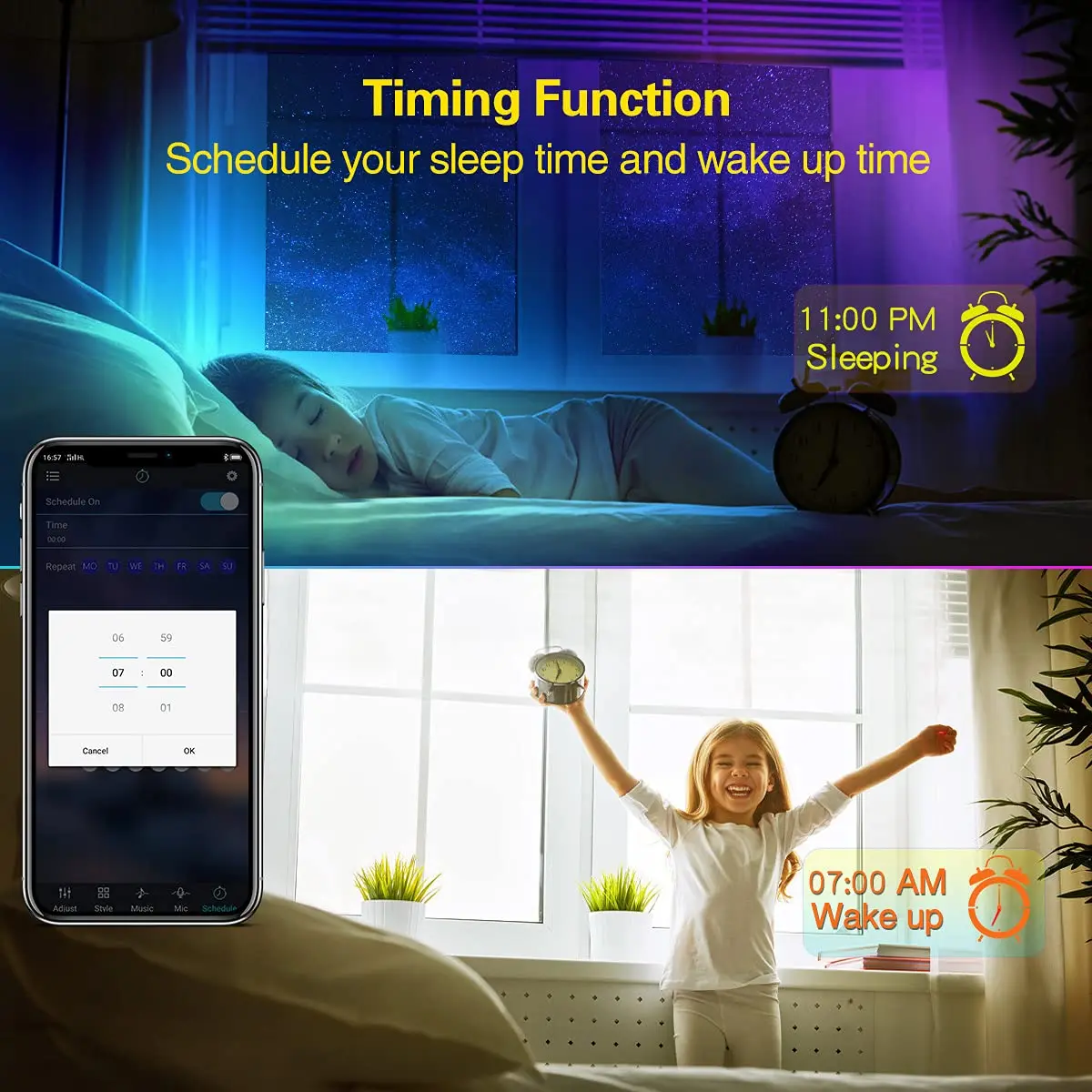 LED Strip Light RGB5050 24keys Long Distance Control TV backlight with Music Bluetooth APP for Room Decor Party Ambient Lighting