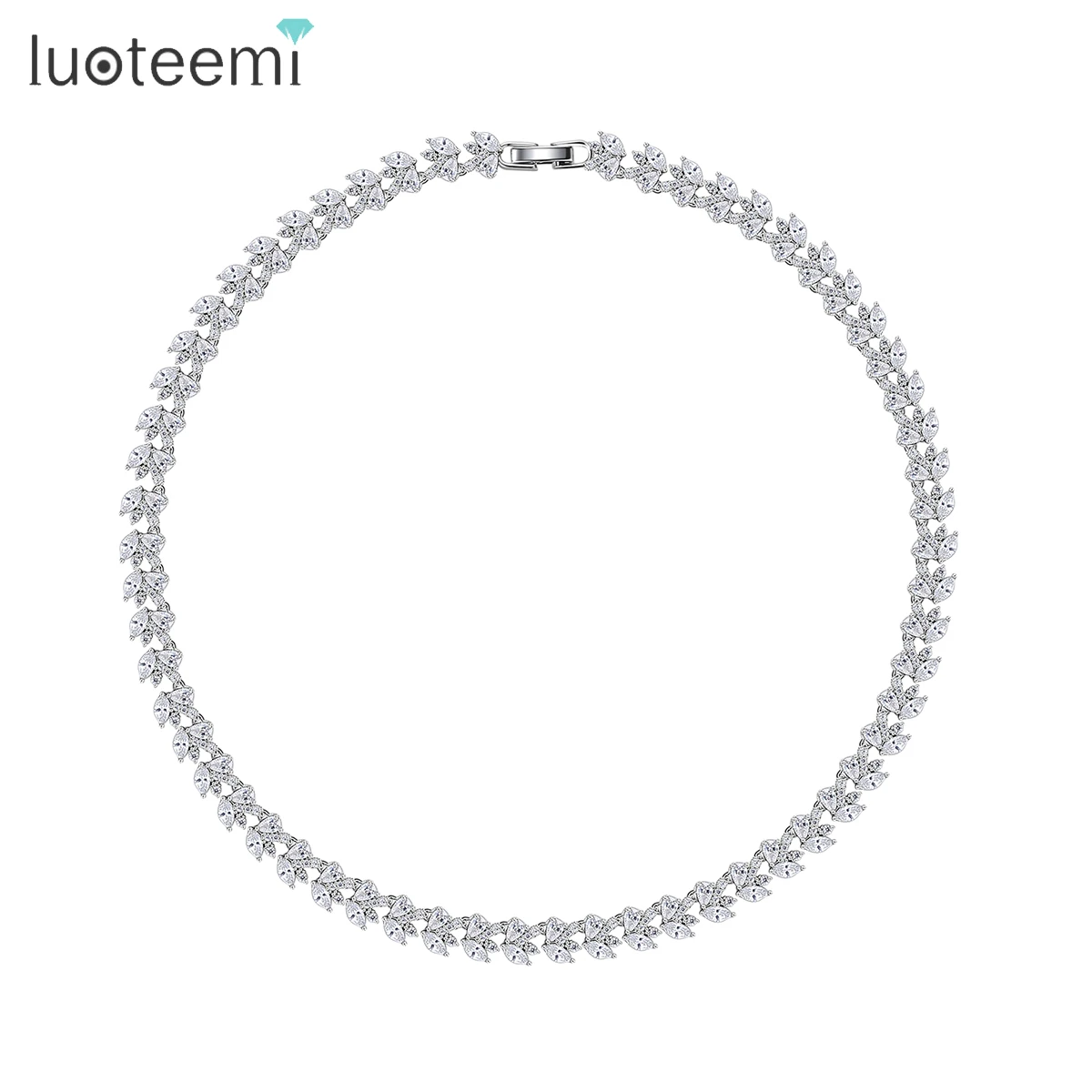 LUOTEEMI Simple Tiny CZ Tennis Necklace for Women High Quality Cubic Zirconia Wedding Bridal Jewelry Christmas Friends Gifts