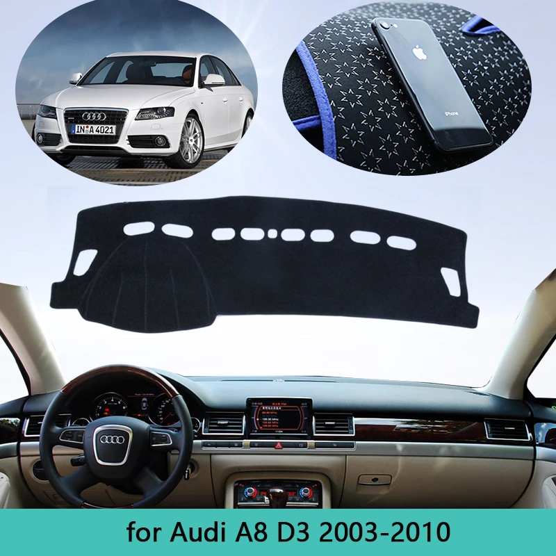 

Защитный ковер для приборной панели автомобиля для Audi A8 D3 2003 ~ 2010 4E, коврик для приборной панели, козырек от грязи, козырек от солнца, коврик для автомобильного интерьера