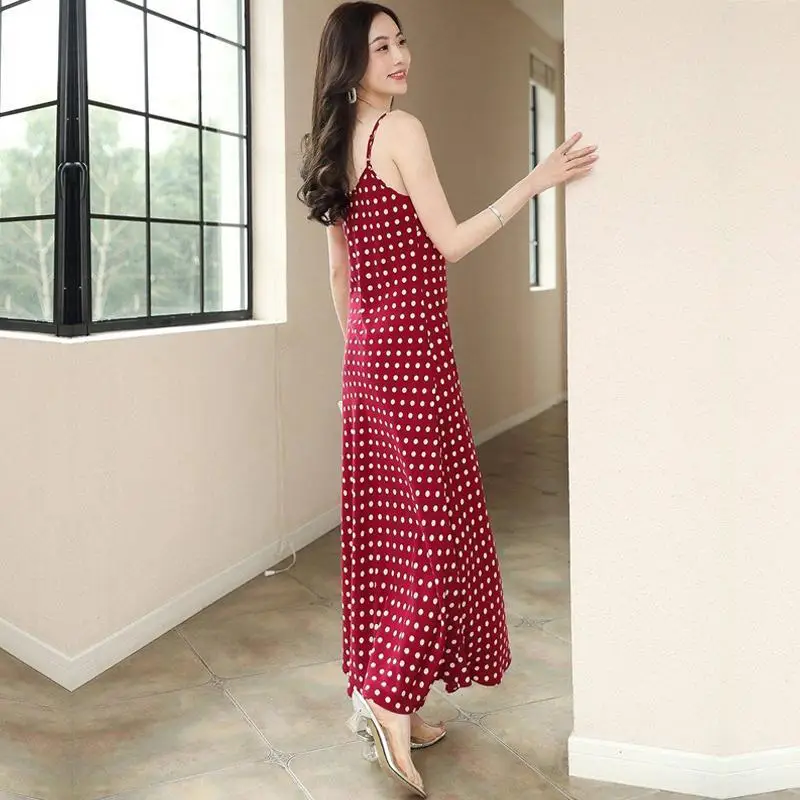 ChấM Bi Dungaree Đầm Nữ Mùa Hè Dài Tới Đầu Gối Gợi Cảm Một Dòng ĐầM Nữ ĐầM Đầm Vestido De mujer Femme Áo Dây