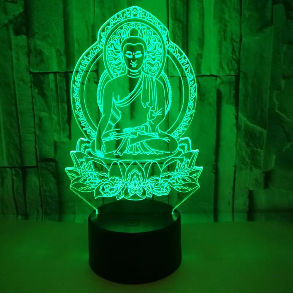3D Night Light 7 Colorful Usb Buddha Modelling Creative Lamparas Buddhism Table Lamp 3D Led Sleep Lighting For Home Decor Gift