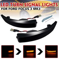 A Pair LED Dynamic Turn Signal Light Side Mirror Indicator Sequential Blinker Lamp For Ford Focus MK3/MK3.5 2011-2018