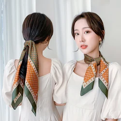 Square Silk Scarf Women Print Small Neck Scarves Fashion Hair Band Bag Scarves Foulard Bandana Neckerchief Shawls Wraps Hijab