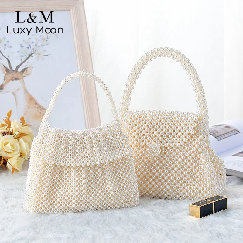 Luxury Pearl Beading Evening Bag Women Handmade Bridal Wedding Party Dinner Hand Bags Ladies Day Clutch Handbag XA873H