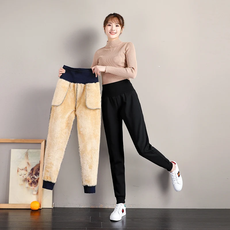 Harem Pants Women Korean Style Casual  Loose Sweatpants Thick Warm Winter  Velvet Female Trousers  High Waist  Cashmere Joggers