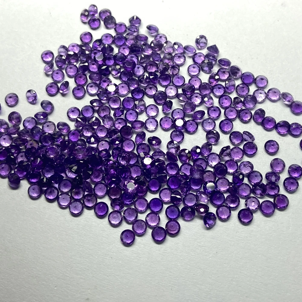 1mm-3mm Round Brilliant Cut Original Amethyst Stone 100% Natural Brazil Gemstone