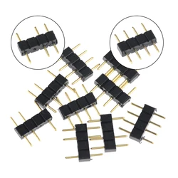 10PCS LED Connector Adapter 3Pin 4Pin Needle Male Type Double Connector For RGB 3528 5050 Led Strip Light