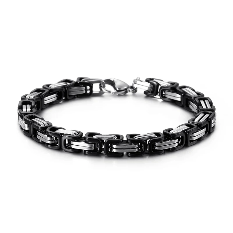 4/5/6/8mm Double Byzantine Chain Bracelets For Men Titanium Stainless Steel Armband Link Charm Male Jewelry Accessory