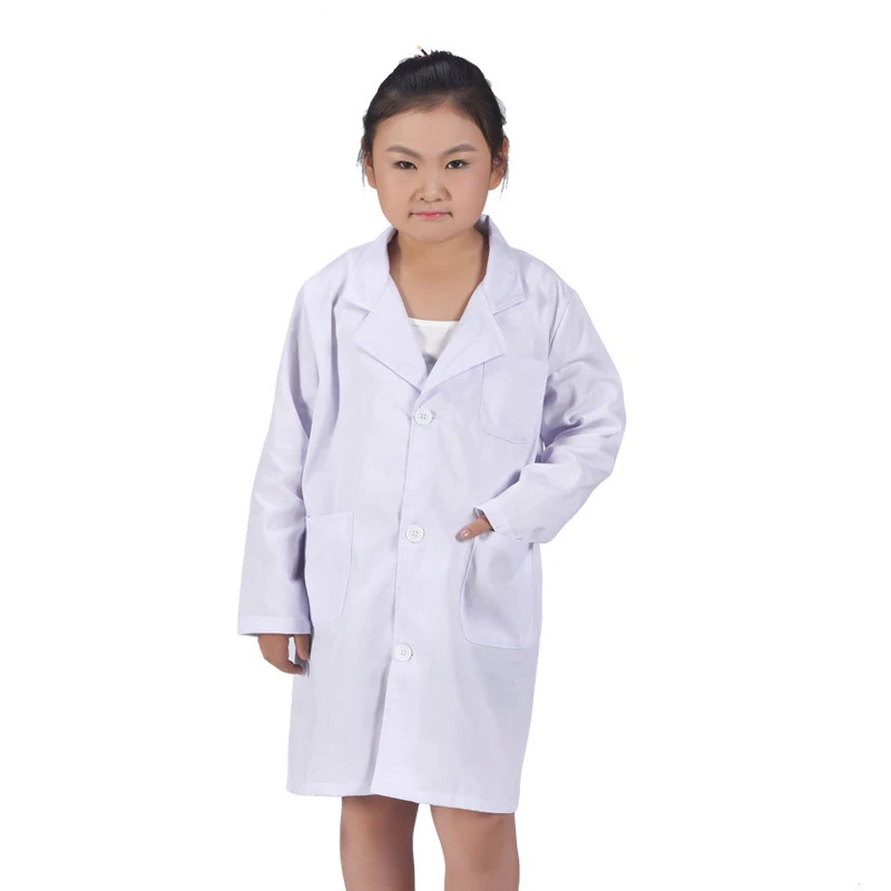 Newly 1 Pcs Children Nurse Doctor White Lab Coat Uniform Top Performance Costume Medical CLA88