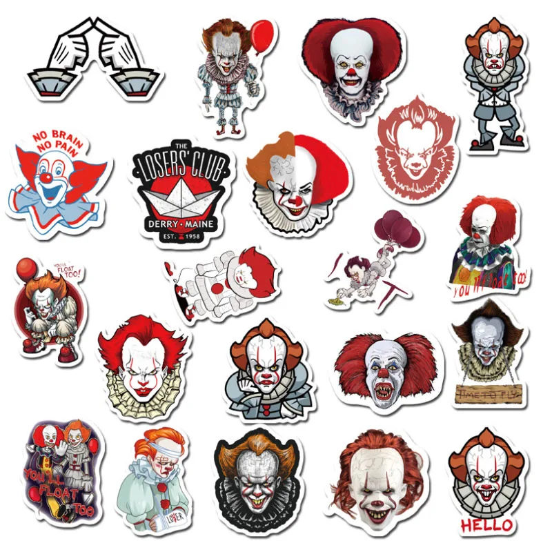 10/30/50Pcs clown  Graffiti Waterproof Skateboard Travel Suitcase Phone Laptop Luggage Stickers DIY Kids Girl Toys