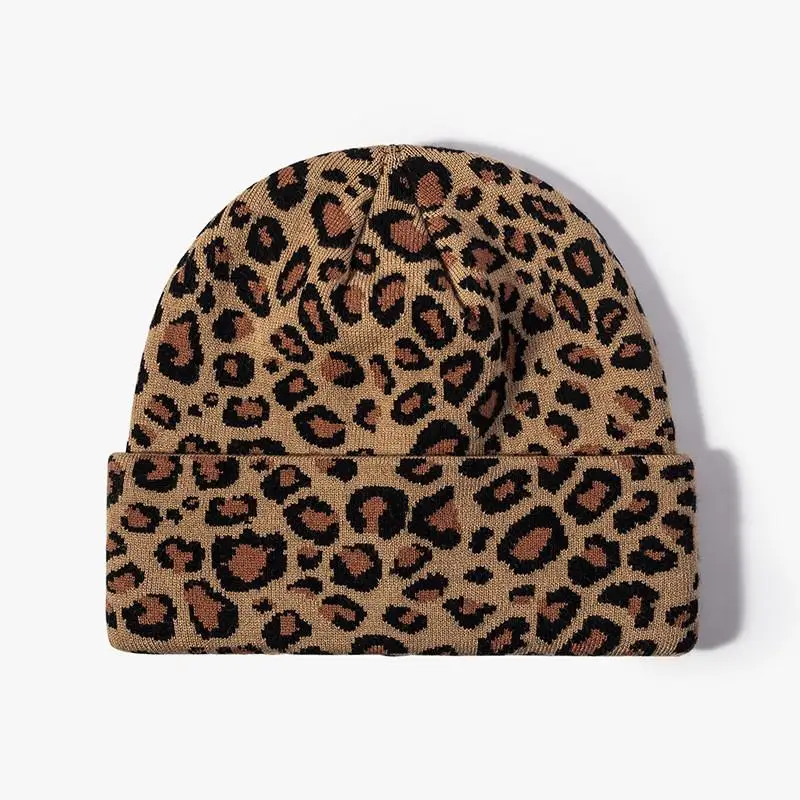 Acrylic Leopard grain Thicken knitted hat warm hat Skullies cap beanie hat for men and Women 146