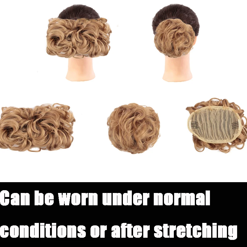 XUANGUANG Comb Clipped In Curly Synthetic Hair Waves For Women's Hair Extension Elastic Rubber Band Hair Bun Hair Accessories