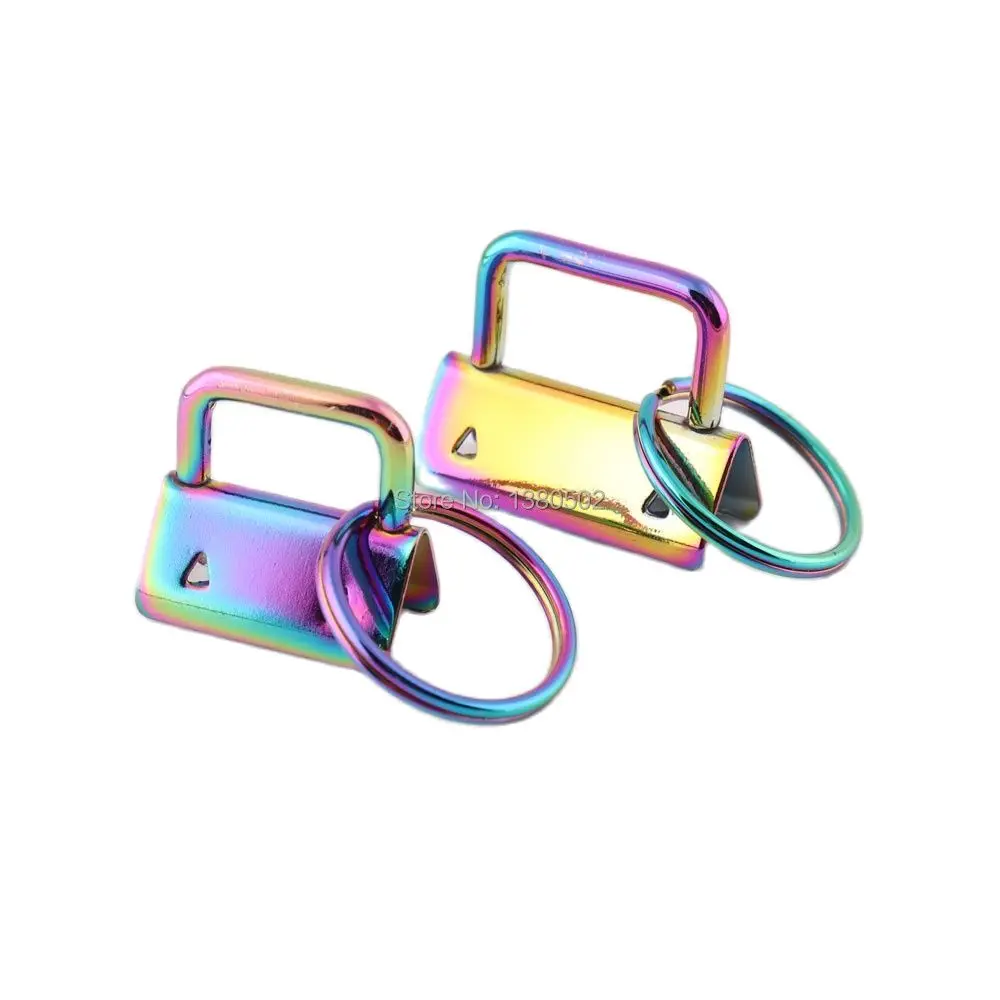 

10pcs /lot 20/25/32mm Fashion Rainbow Color Metal Key Fob Hardware with Split Ring Key Ring for Webbing Jewelry accessories