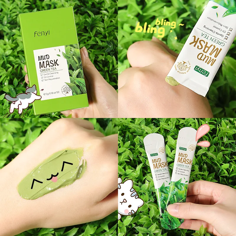 20pcs Green Tea Clay Mask Reduce Face Acne Cream Mask Facial Cleansing Black Dots Blackheads Reduce oil control Skin Care