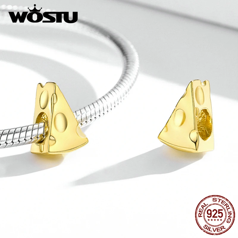 WOSTU-abalorio de plata de ley 925 con forma de sándwich, hamburguesa, queso, Pizza, colgante de cuentas compatible con Pulsera Original, collar para joyería de mujer