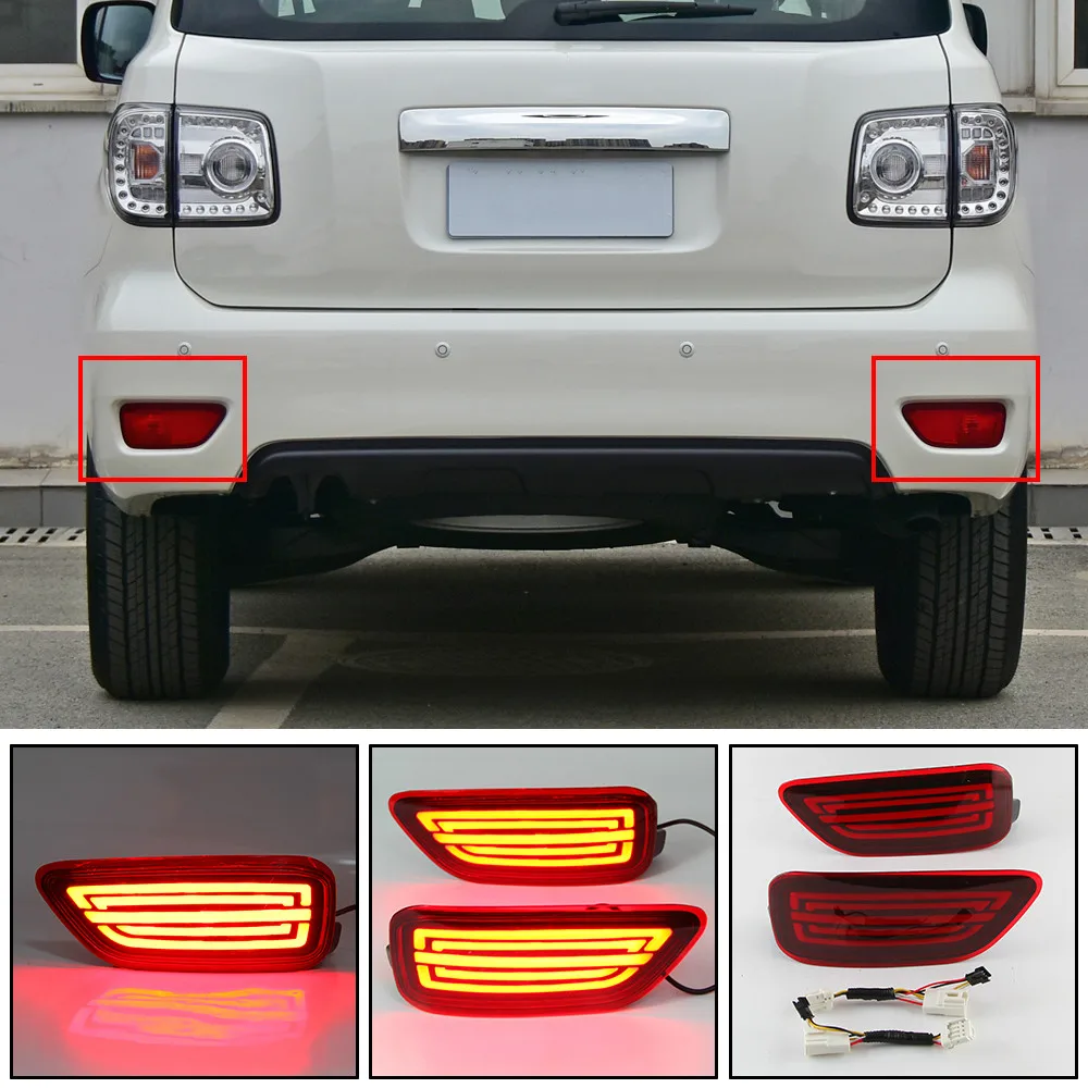 

2pcs For Nissan Patrol 2012-2017 2018 2019 Running Flowing Turn Signal Brake Fog LampsCar LED Rear Bumper Reflector Light