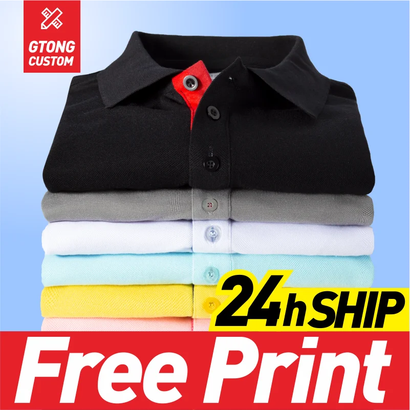 GTONG Summer Cheap Fashion Casual Polo Shirt Personal Company Group Logo Custom  Cotton Men And Women Shirts