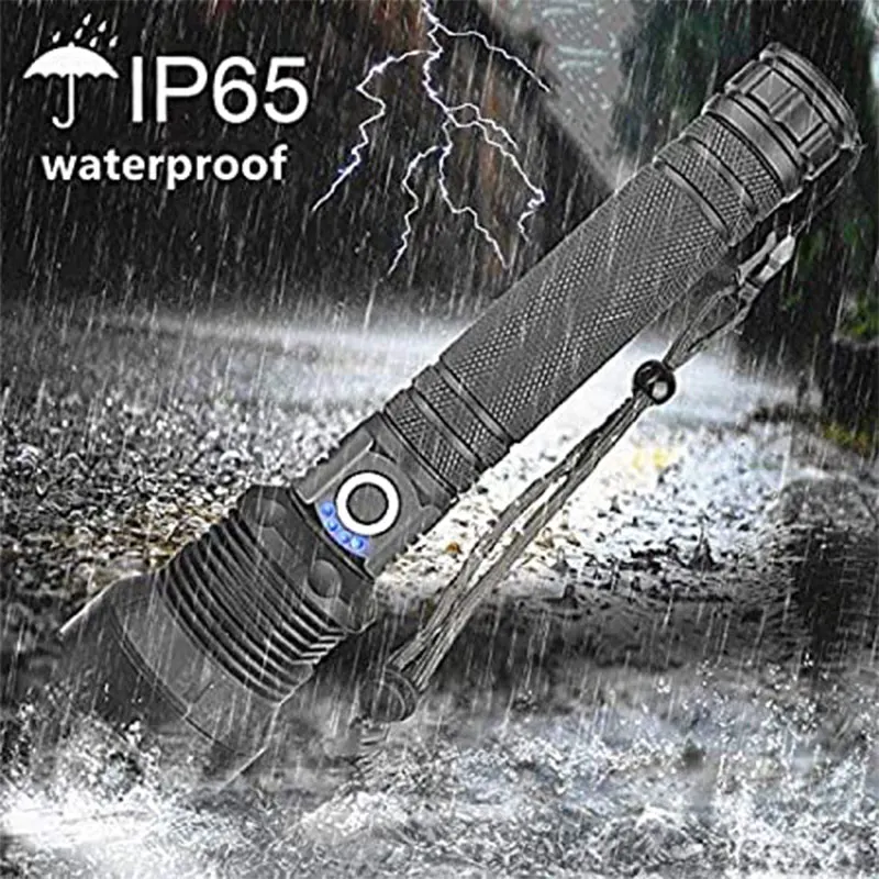 TWMT Powerful XH70 LED Flashlight USB  Rechargeable Zoomable Torch 18650 26650 Power Bank Hunting Lamp for Camping Fishing