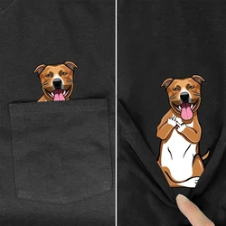 CLOOCL T-Shirt Fashion Brand Summer Pocket American Pit Bull Terrier Printed T-shirt Shirts Hip Hop Tops Cotton Tees