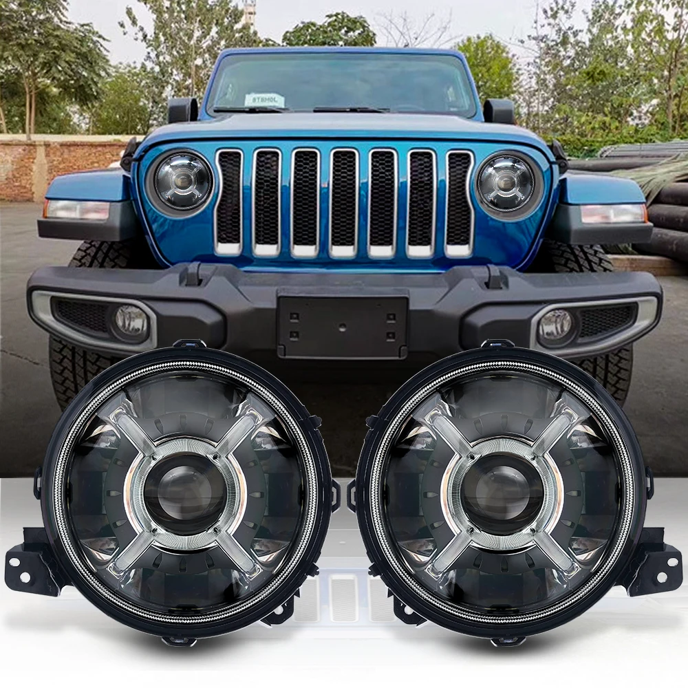 

For Jeep JL Headlights 9 inch Led Headlight with Day Time Running Light Low Beam and High Beam for 2018-2019 Jeep Wrangler JL