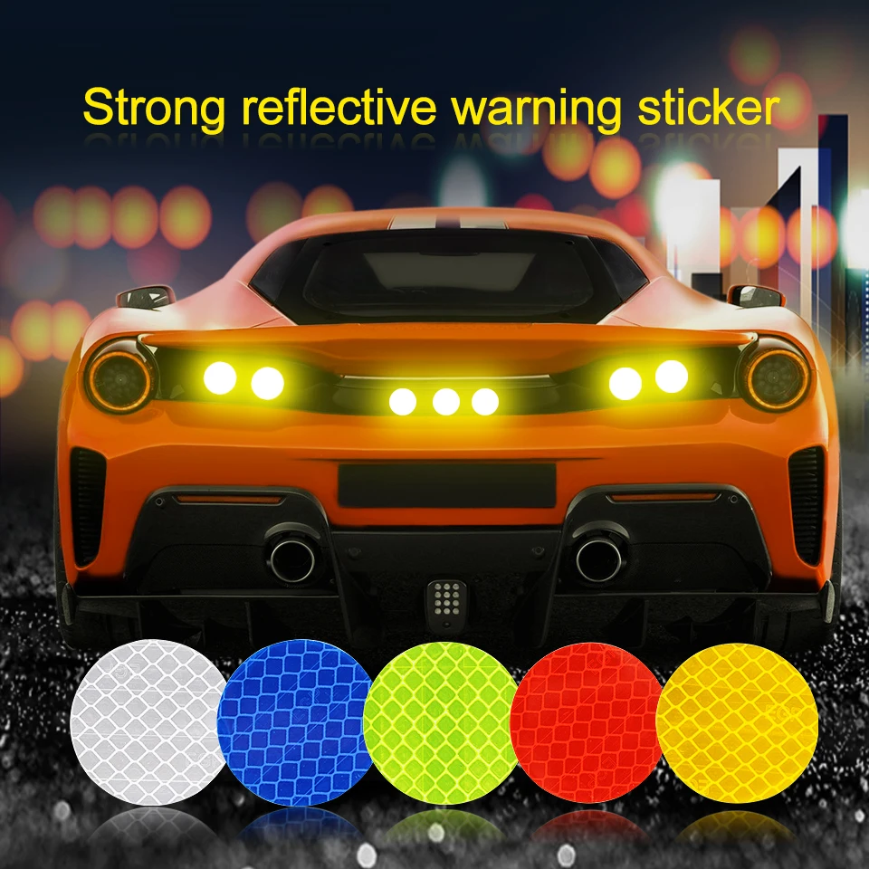 10pcs 5CM Car Round Car Reflective Strip Warning Sticker For Bus Backpack Bicycle Baby Car Waterproof  Safety Door Stickers